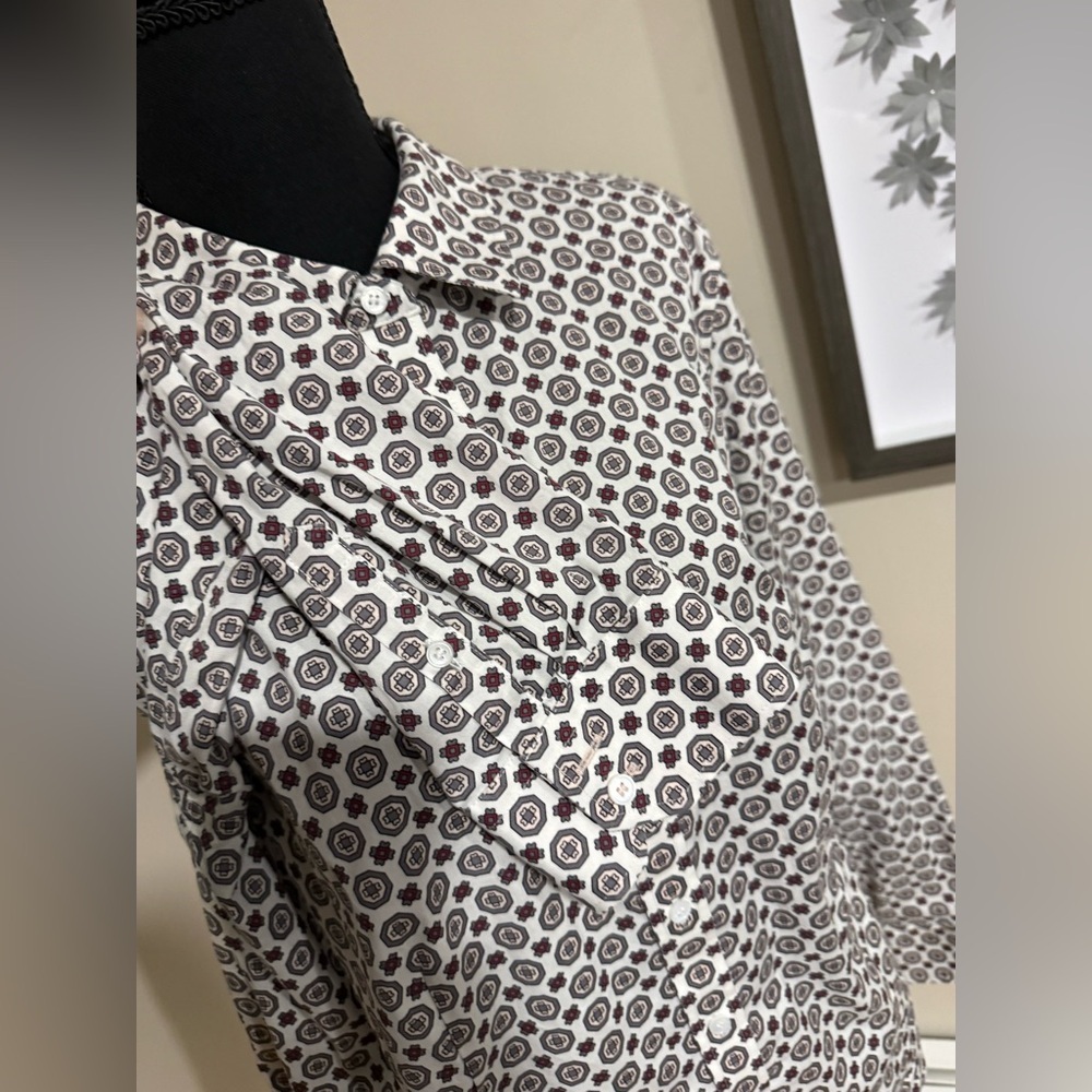 Talbots Geometric Print Wrinkle Resistant Button Down Shirt - Picture 5 of 8